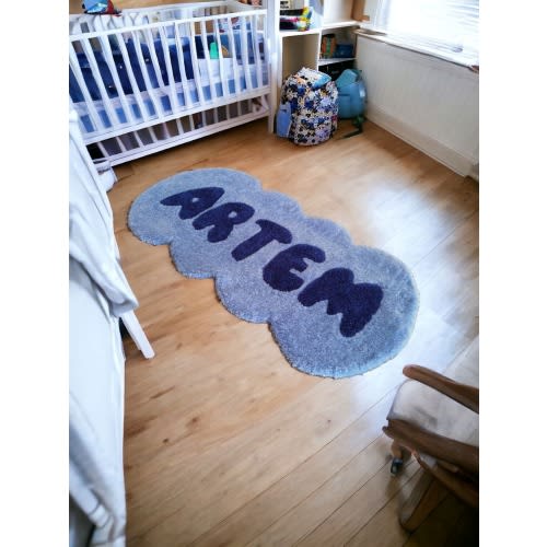 Handmade Kids Rug | Personalized Name Mat | Nursery Bedside Rug | Custom Baby Room Decor | Boho Children’s Carpet