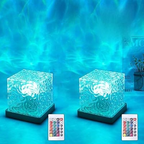 Ocean Wave Projector Light, 16 Color RGB Shower Lamp with Remote, 3D Water Ripple Night Light for Kids Room, Meditation, Yoga, Home Decor(2 Pcs)