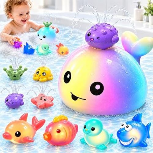 TOY Life Whale Bath Toy Sprinkler, Light Up Bath Toys for Toddlers