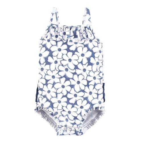 Hudson Baby Girls Baby Swimsuit, Blue Cosmos