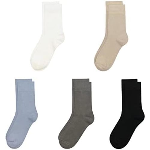 SERISIMPLE Viscose Bamboo Kids Crew Socks School Anti Odor Socks for Boys Girls Uniform Light Weight Flat Seam Socks 5 Pairs