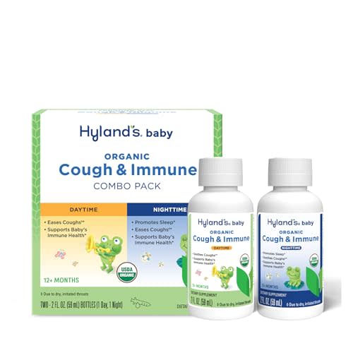Hyland's Baby Organic Cough Syrup and Immune Support Day and Night Combo Pack, Eases Coughs, Supports Immunity, Promotes Sleep, Two 2 Fl Oz. Bottles (4 fl oz)