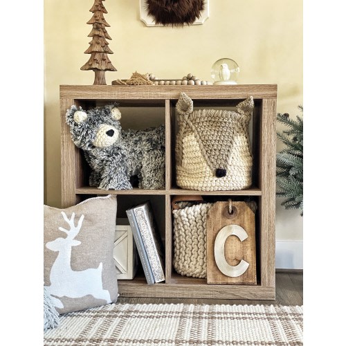 Tan Fox Basket | Crochet Basket Nursery Decor | ClaraLoo Creations