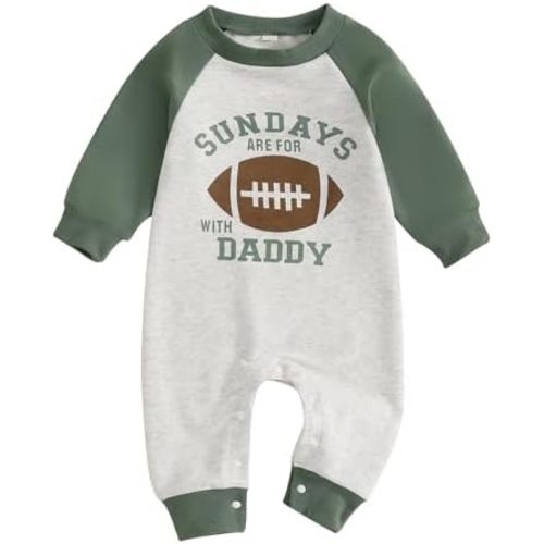 Infant Baby Boys Football Outfit Letter Print Sweatshirt Jumpsuit Romper Long Sleeve Bodysuit Clothes