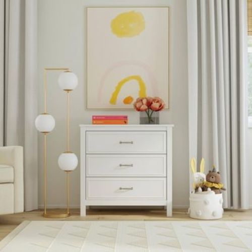DaVinci Charlie 3-Drawer Dresser - White: Pine Frame, Painted Finish, Modern Vertical Dresser