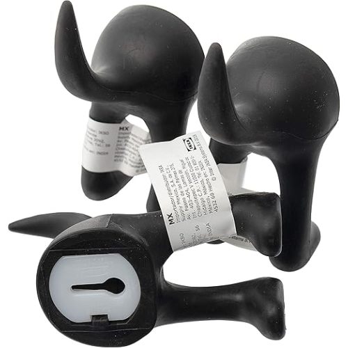 Bastis - Set of 3 Dog Tail Hooks Hat Coat Key Wall Mounted Hanger (Black)