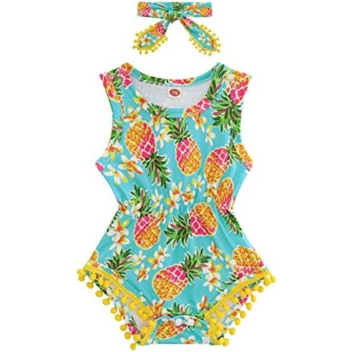 BFUSTYLE Baby Girl Clothes 0-24 Months Outfit Sleeveless Infant Romper Bodysuit with Headband
