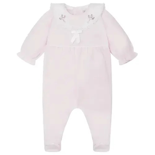 Katie Baby Girls Pink Velour Babygrow (9 Months)