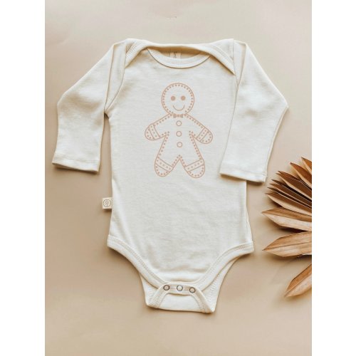 Baby Gingerbread Man Graphic Long Sleeve Organic Bodysuit