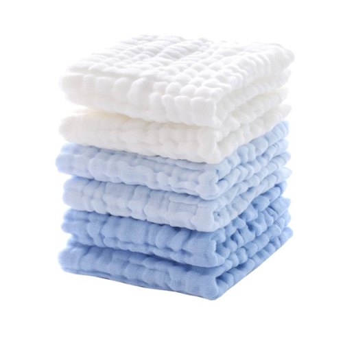MUKIN Baby Washcloths - Soft Face Cloths for Newborn, Absorbent Bath Wipes, Burp Cloths or Towels, Baby Registry as Shower. Pack of 6-12x12 inches (Blue)