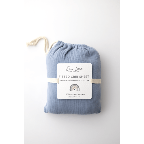 Organic Cotton Fitted Crib Sheet | Dusty Blue