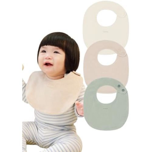 Konny Baby Bibs Terry Towel 3-Pack Set, Soft and Absorbent Cotton Feeding Drooling Infant Toddler Boys and Girls