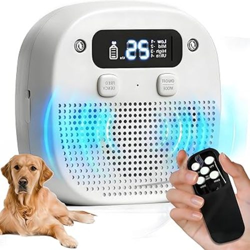 Dog Barking Control Devices, Bark Box with Remote Control, Rechargeable, Waterproof, Adjustable Modes & Frequencies, Anti Barking Device for Dogs Indoor Outdoor (White)