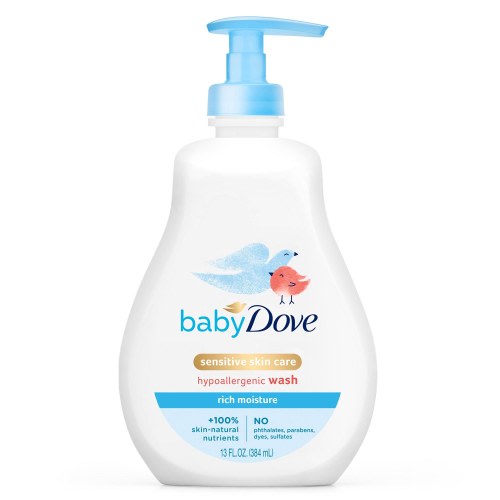 Baby Dove Sensitive Skin Care Liquid Baby Body Wash Rich Moisture, Hypoallergenic and Tear-Free, 13 oz