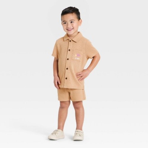 Baby Boys' 2pc Waffle Knit Jacquard Set - Cat & Jack™ Beige 18M