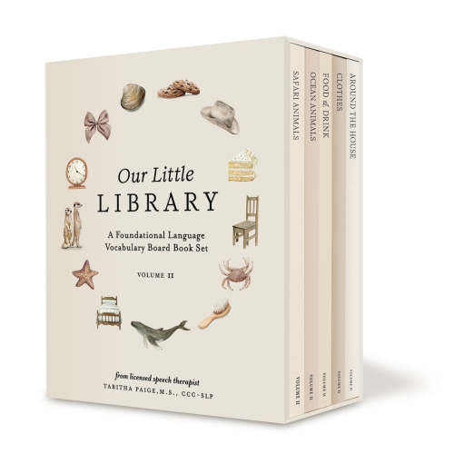 Our Little Library Vol. 2: First 100 Words Board Book Box Set, including Ocean Animals, Safari Animals, Food and Drink, Clothes, and Around the House