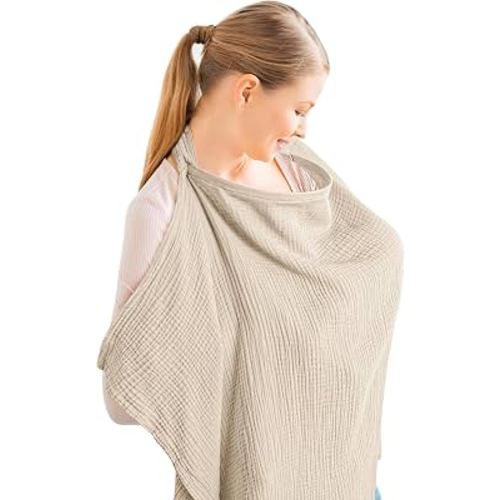 Amazon.com : Konssy Muslin Nursing Cover for Baby Breastfeeding, Breathable 100% Cotton Breastfeeding Cover with Rigid Hoop for Mother Nursing Apron, Multi-use Carseat Canopy (Summer Wheat) : Baby