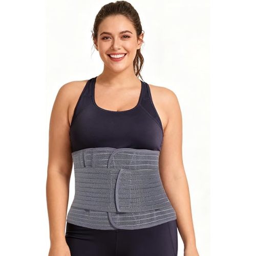 Reian Belly Band, Postpartum Essentials for Natural and C-Section Recovery, Adjustable Compression Wrap, After Birth Support Brace, Abdominal BInder (Gray, Medium)