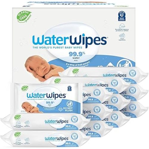 WaterWipes Sensitive+ Newborn & Baby Wipes, 3-In-1 Cleans, Cares, Protects, 99.9% Water, Unscented & Hypoallergenic, 540 Count (9 Packs)
