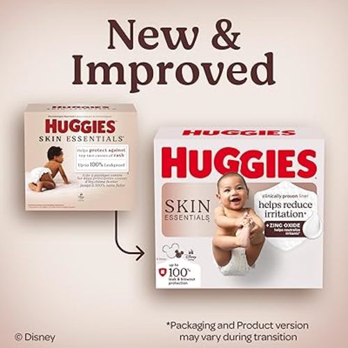 Huggies Size Newborn Diapers, Skin Essentials Baby Diapers, Size Newborn (6-9 lbs), 76 Count, Packaging May Vary