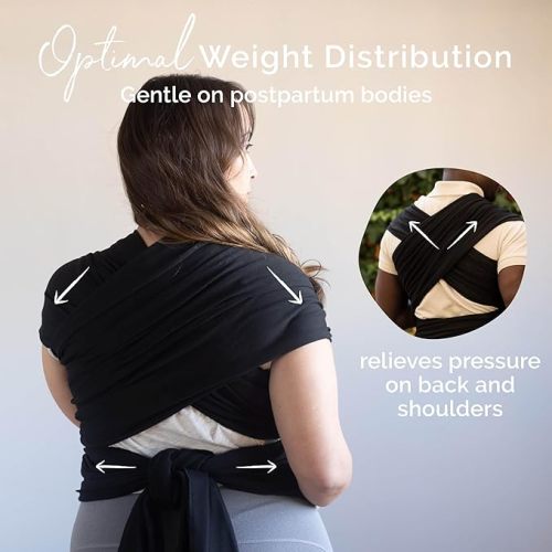Boba Wrap Baby Carrier, Black - Original Stretchy Infant Sling, Perfect for Newborn Babies and Children up to 35 lbs