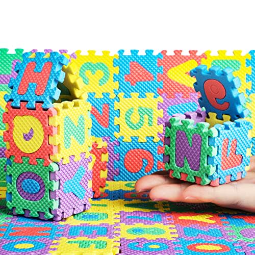 36 Pcs Foam Mat 2 x 2 Inch Interlocking Alphabet and Numbers Mini ABC Play Mats for Floor Colorful Alphabet Foam Letter for Floor, Soft EVA Tiles Reusable Easy to Clean