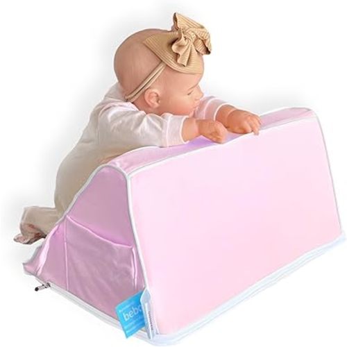 BurpHelp Nursing Pillow for Baby Burp, Reflux, Colic and Gas Relief – Helpful Essential for Tummy Time, Neck and Shoulder Development – Washable Removable Anti-Slip Cover (Blush Cloud)
