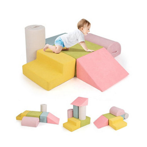 High-Density Foam Stackable Chenille Climbing Blocks, 6-Piece Set