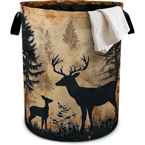 Forest Deer Laundry Basket Laundry Hamper With Handles Collapsible Laundry Baskets Storage Basket For Room Bathroom Bedroom Decor