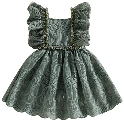 Toddler Baby Girl Infant Comfy Cotton Linen Lace Princess Overall Dress Sundress