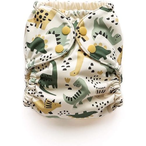 Esembly Cloth Diaper Cover - Reusable Swim Diaper, Waterproof, Breathable - Adjustable Outer Layer Over Absorbent Inner for Blowout Protection - Roar!, Size 2 (18-35lbs)