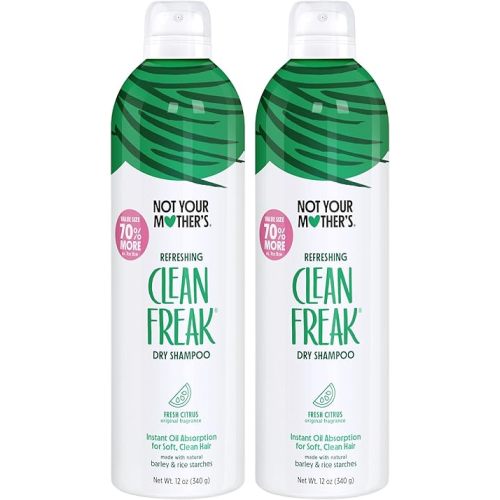 Not Your Mother's Clean Freak Refreshing Jumbo Dry Shampoo (2-Pack) - 12 oz - Instantly Refreshes Hair Between Washes - Fresh Citrus Scent - Ultimate Oil Absorption - For All Hair Types