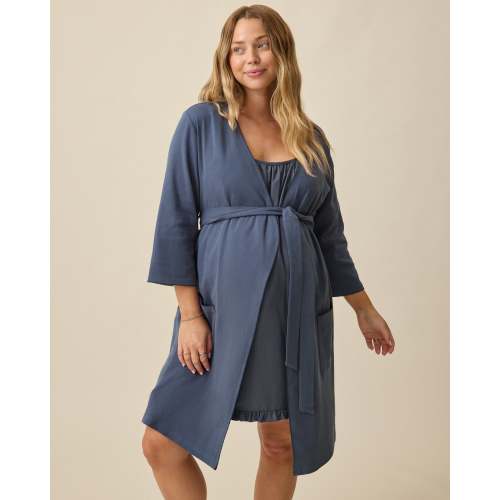 Cotton Bamboo Robe | Midnight Blue – Kindred Bravely