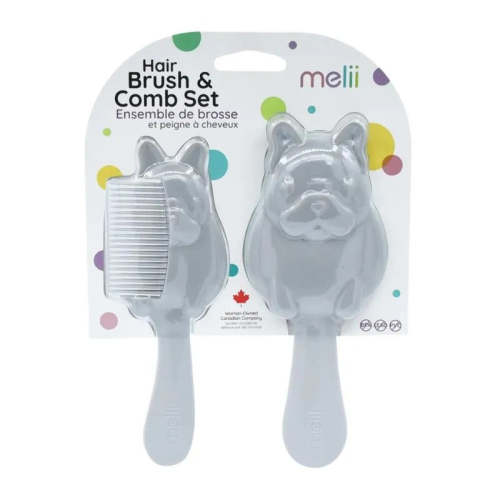 Melii - 2 Piece Hair Brush And Comb Set, Bulldog