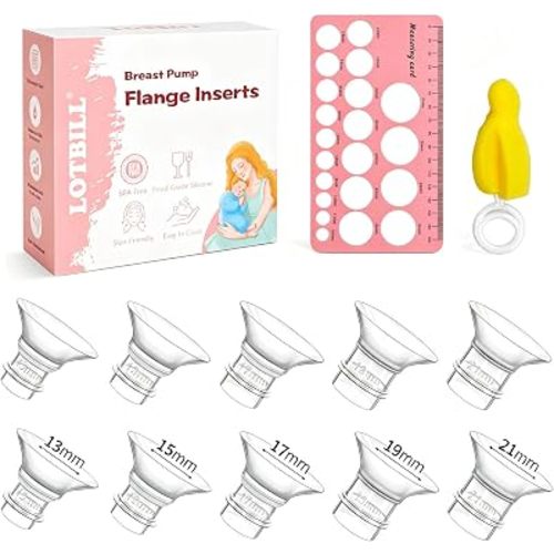Flange Insert 13/15/17/19/21mm 10PCS Compatible with Momcozy S12 Pro/S9 Pro/S12/S9/Medela/Spectra etc Electric Breast Pump 24mm Flange/Shield, Reduce 24mm Tunnel Down to Correct Size