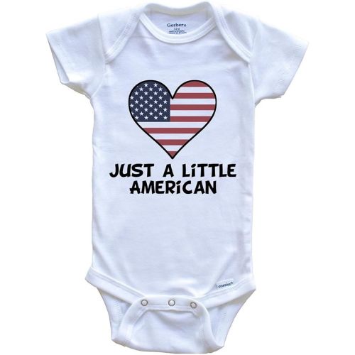 Just A Little American Baby Bodysuit - Cute United States Flag
