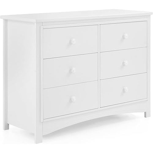 Delta Children Perry 6 Drawer Dresser - Greenguard Gold Certified, Bianca White