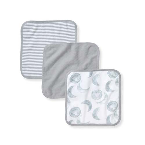 Hello Moon Organic Cotton Knit Terry Washcloths 3 Pack - Quarry