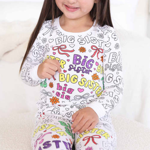 Colorable Two Piece Pajama Set | Big Sis