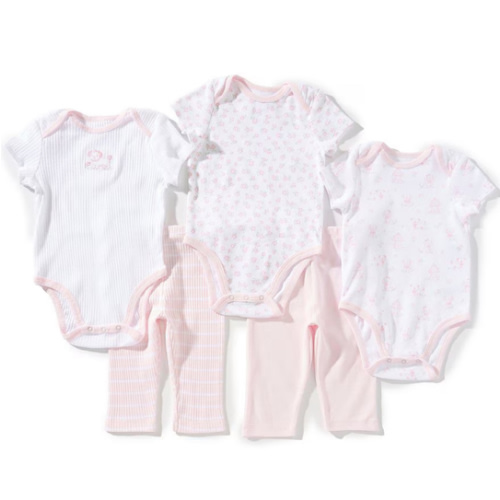 Little Me Baby Girls Short Sleeves Puppies Print Organic Cotton Bodysuit & Pants 5-Piece set | Dillard's