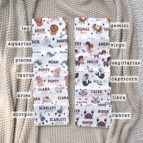 Zodiac Sign Personalized Baby Name Swaddle Blankets