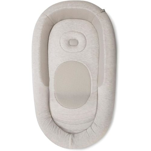 Inglesina Welcome Pod Baby Lounger, Quiet Beige - U.S. Compliant Infant Lounger for 0-8 Months - with Ergonomic Support for Supervised Tummy Time & Play - Breathable Bamboo & Cotton