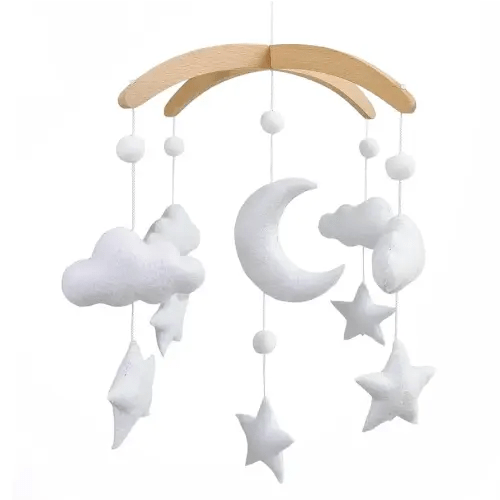 Baby Crib Mobile (Moon, Cloud, & Stars) - Baby Shower Gift Nursery Decor Ceiling Mobile for Boys & Girls (Foldable)