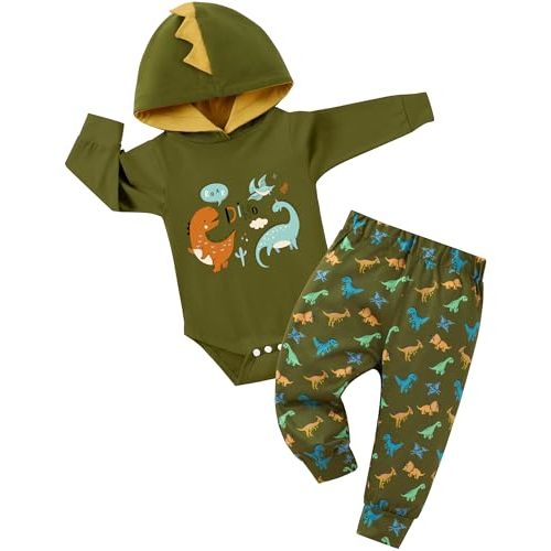 Latnnut Baby Clothes Boy Newborn Outfits Animal Print Long Sleeve Romper and Pants 2PCS Fall Winter Infant Clothing Set