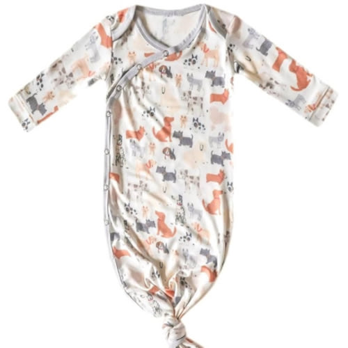 Copper Pearl Baby Gown - Knotted Newborn Sleepers for Baby Boy and Girl, Soft Stretchy Long Sleeve Infant Gowns with Bottom Tie and Hand Mittens, Perfect Hospital Coming Home Outfit (Rufus)