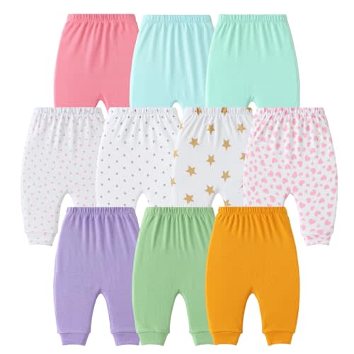 Hakochia Baby Pants for Boys & Girls: 100% Cotton, Soft, Comfy, Ample Diaper Room 0-36 Months