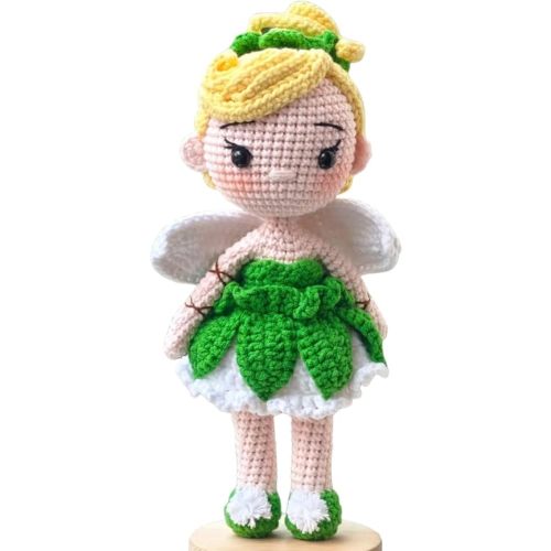 Handmade Crochet Tinkerbell Doll Crochet Amigurumi Doll Princess Doll Handmade Wool Toy for Kids Room Decoration Easter Gift Fairytale Doll Handmade Gift Tinker Doll Tinker Bell Doll