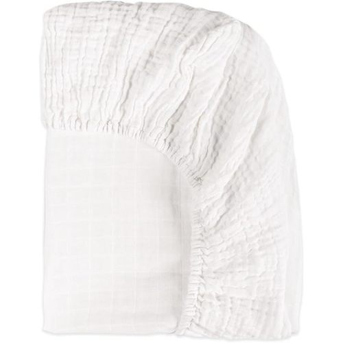 Babyletto 100% Organic Cotton All-Stages Bassinet Sheet, GOTS-Certified, Fitted 360°, Ultra-Soft and Breathable Muslin - Plain White