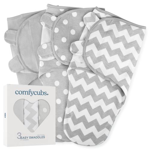 Swaddle Blankets for Baby Girl & Boy 3 Pack Sleep Sack Velcro by Comfy Cubs