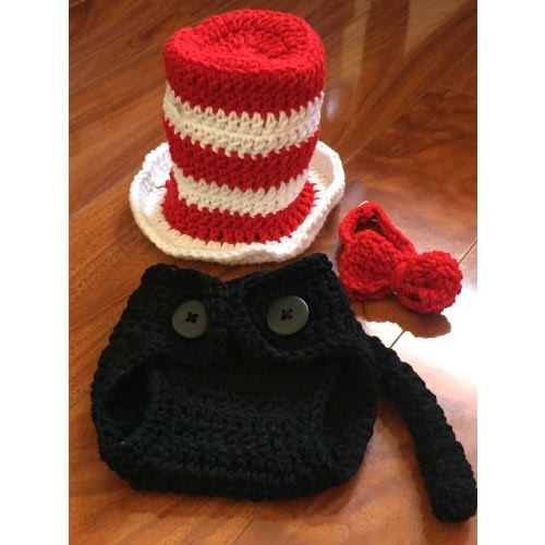 Crochet Baby Cat in Hat inspired Costume